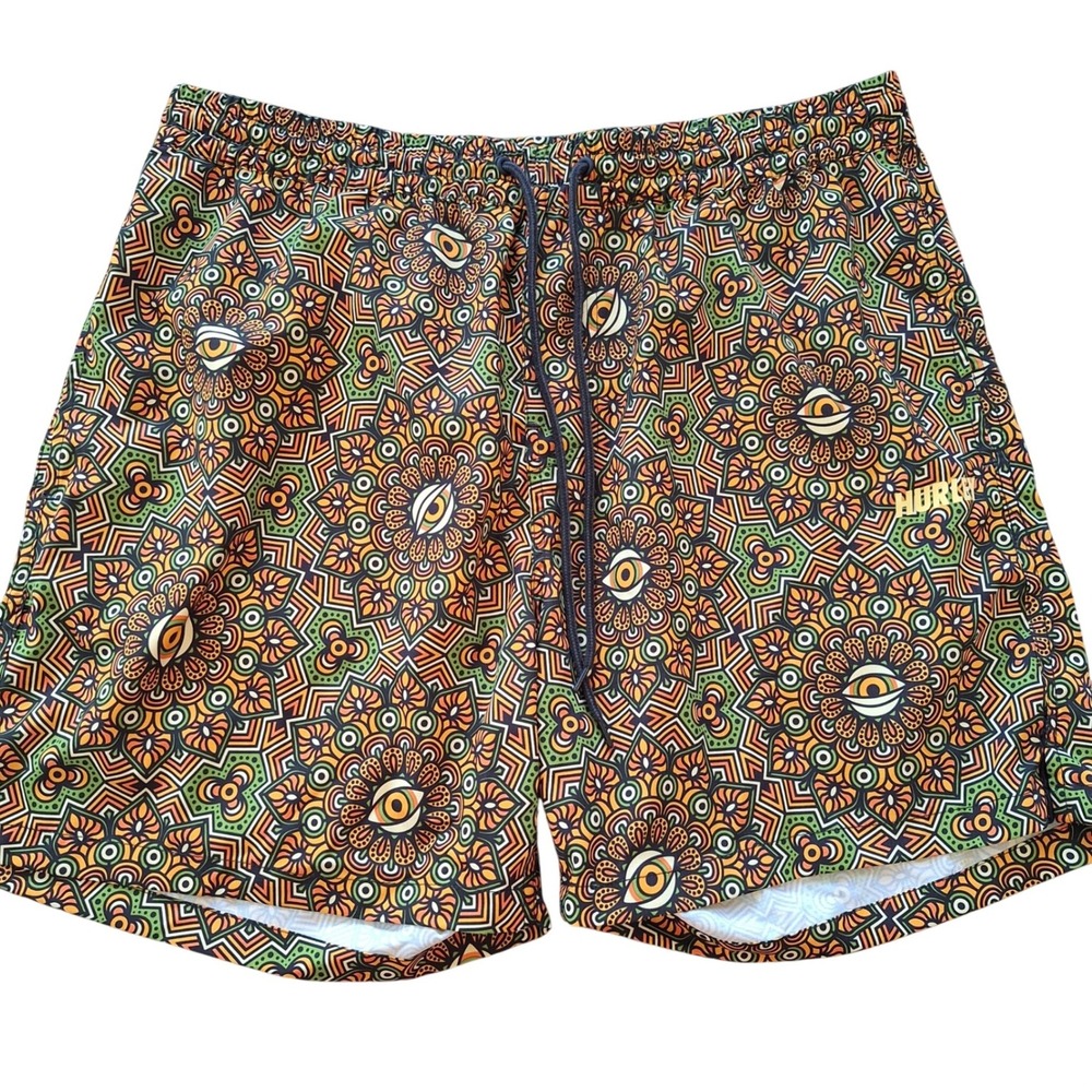 Hurley Swim Trunks Mandela Eyeball Trippy Psychedelic Print Mens XL